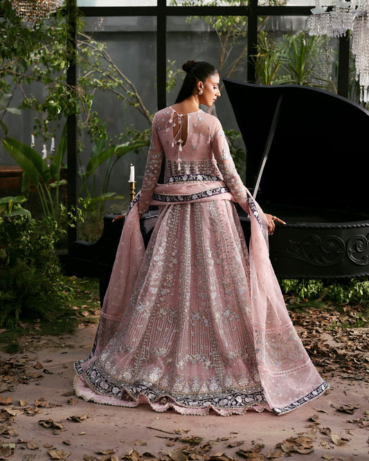 - Premium organza in baby pink and purple tones