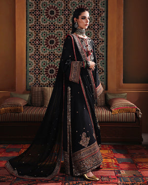 Mushq Nuvera Silk Carmine Jewel Dupatta Border Detail
