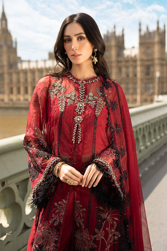 Buy Maria B designer suits for weddings in India
• Original Pakistani festive wear by Maria B Soirée
• Maria B Soirée chiffon suits with embroidery India delivery
• Shop Maria B Soirée collection online in India
• Pakistani party wear suits by Maria B Soirée