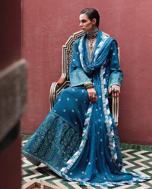 Mushq Nuvera Silk Rouge Sapphire Teal Raw Silk Front Detail