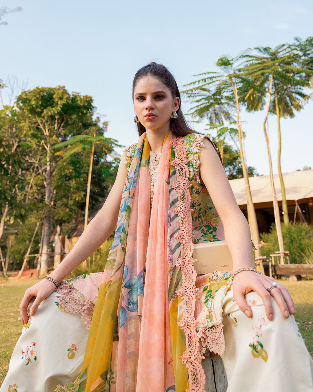 MARIA.B M.Prints Lawn 2026=08a Aangan the essence of lawn & chiffon