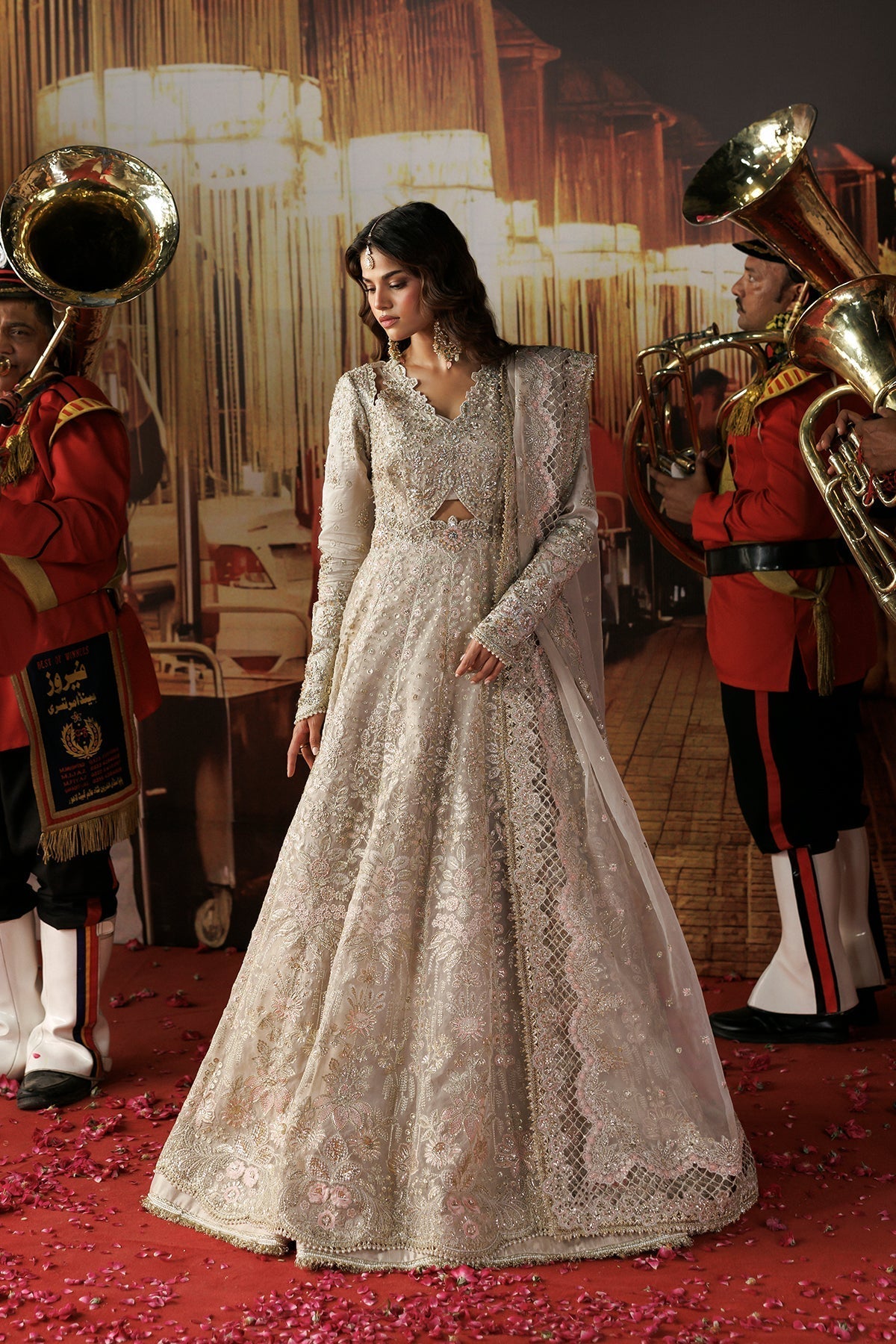Afrozeh Shehnai Wedding Formals 26 unstitched Pakistani suit in embellished Organza and Raw Silk