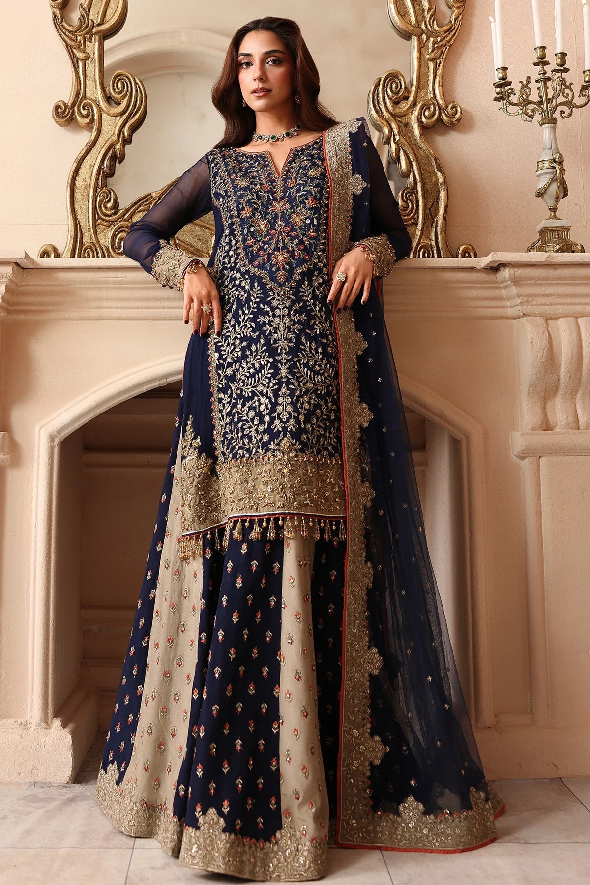 Charizma Dastan-e-Jashan Vol 1 2026 Design 02 - unstitched embroidered chiffon suit front view
