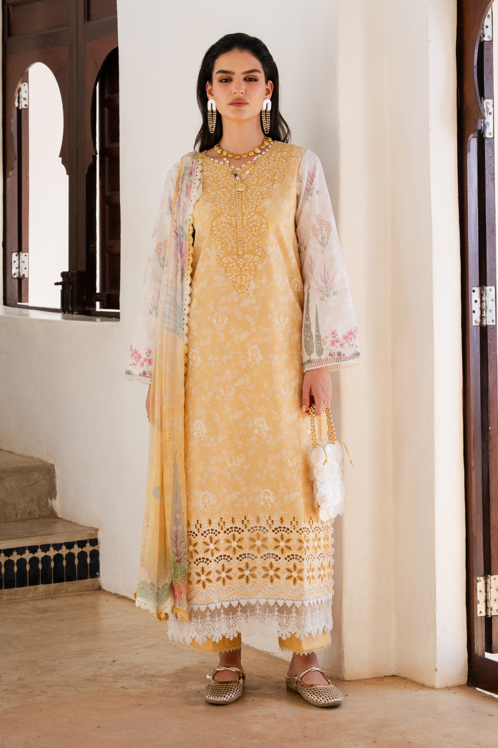 Aabyan Shezlin Chikankari Edit '26=nuraya Aangan the essence of lawn & chiffon