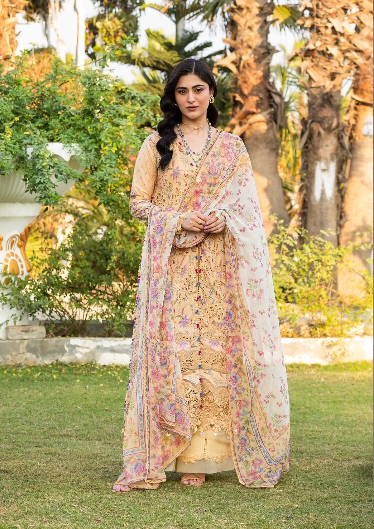 Elaf Chikankari Prints Lawn 2026=ERC-5B KHUSHEE Aangan the essence of lawn & chiffon