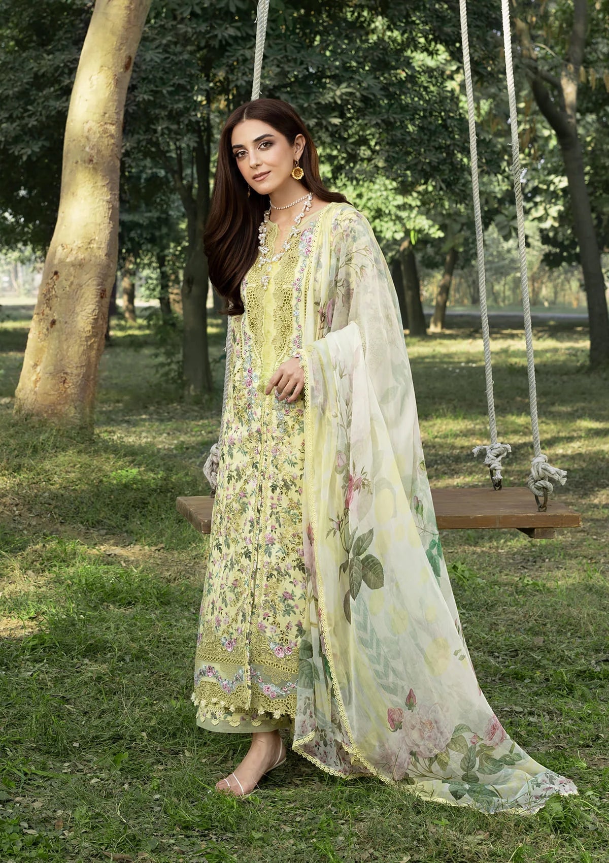 Elaf Chikankari Prints Lawn 2026=ERC-6A EYRA Aangan the essence of lawn & chiffon