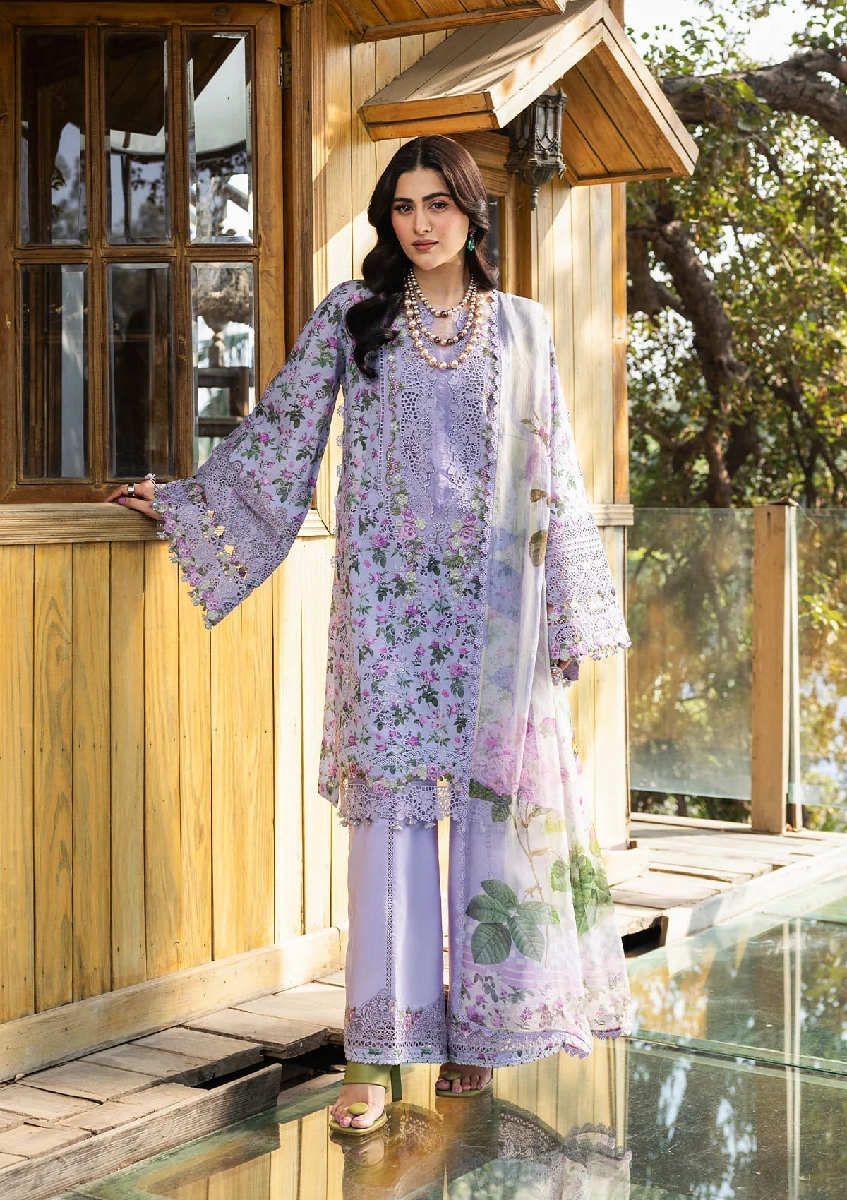 Elaf Chikankari Prints Lawn 2026=ERC-6B IRIS Aangan the essence of lawn & chiffon