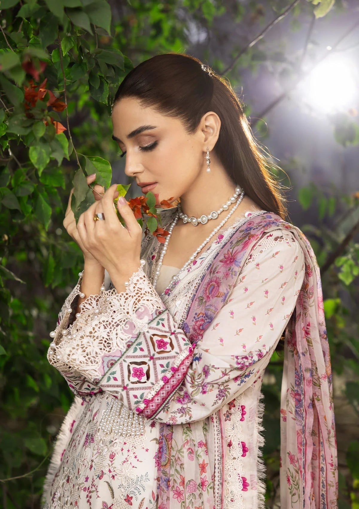 Elaf Chikankari Prints Lawn 2026=ERC-5A MEHR Aangan the essence of lawn & chiffon