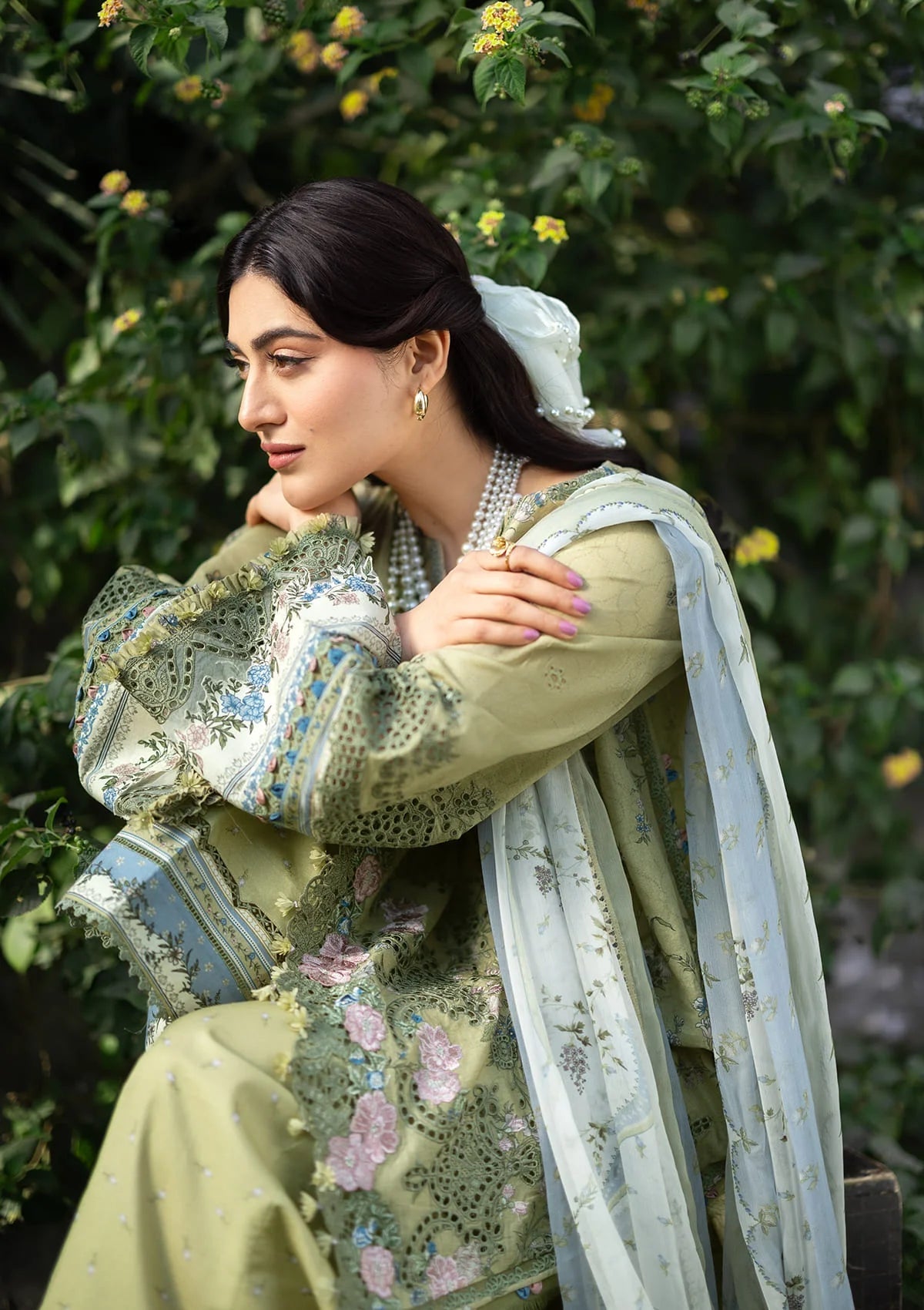 Elaf Chikankari Prints Lawn 2026=ERC-8B MENAH Aangan the essence of lawn & chiffon