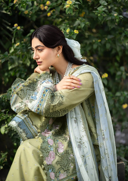 Elaf Chikankari Prints Lawn 2026=ERC-8B MENAH Aangan the essence of lawn & chiffon