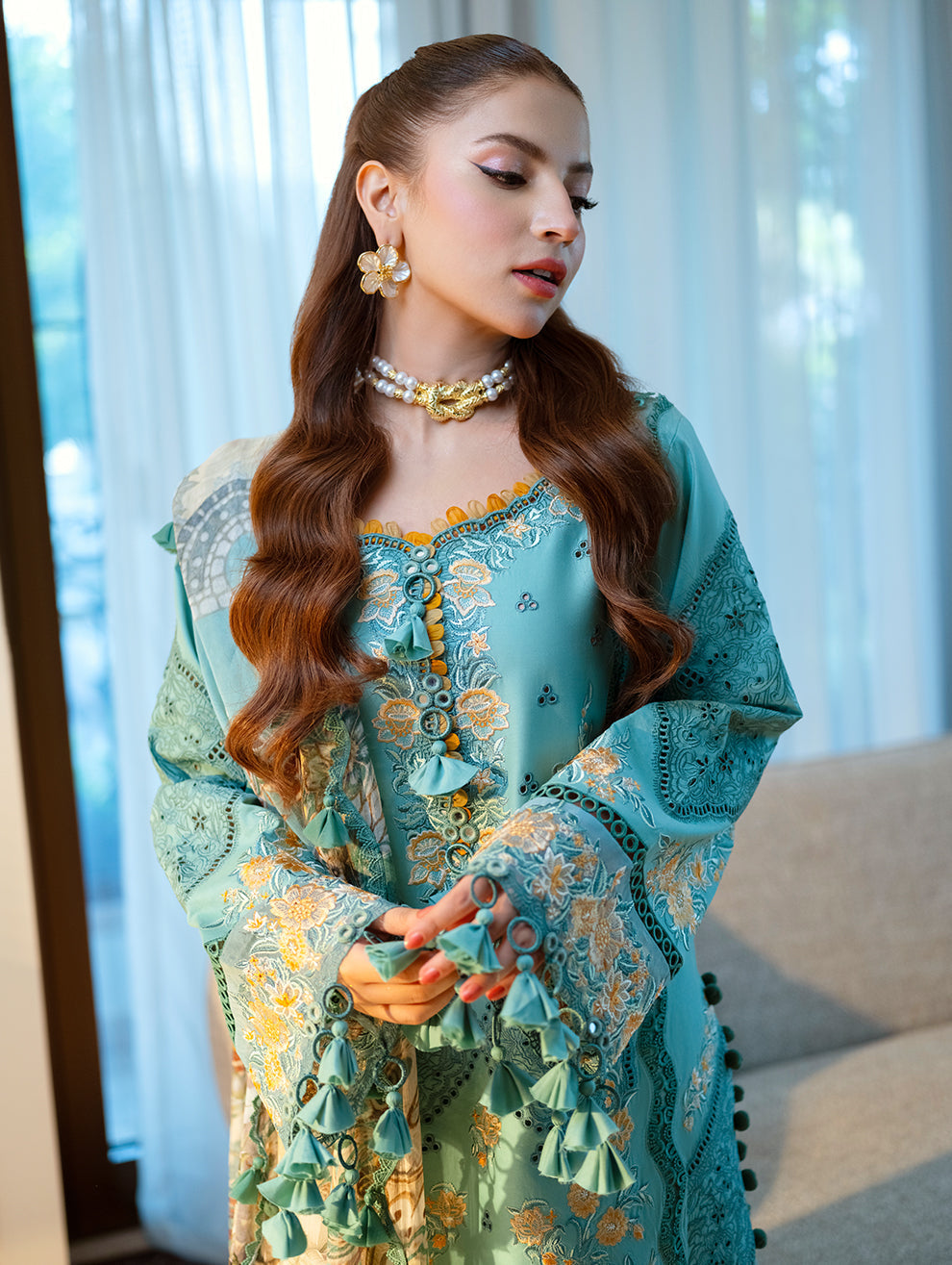Jade Ombre Starlet Lawn 2026= 26-OC-20825 Aangan the essence of lawn & chiffon
