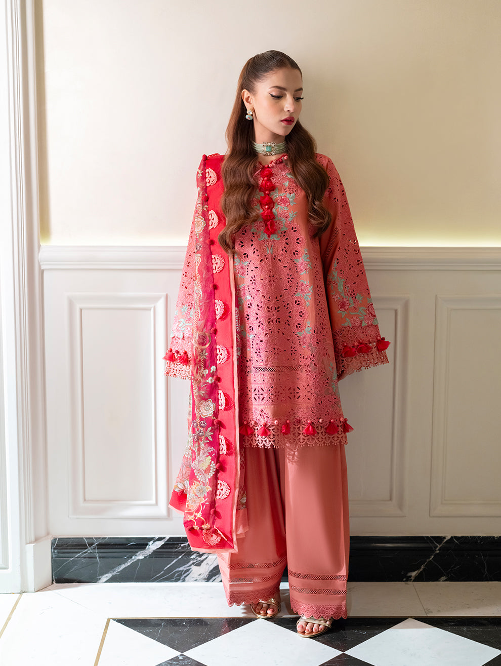 Jade Ombre Starlet Lawn 2026=02|Shop Embroidered Chikenkari lawn suit 