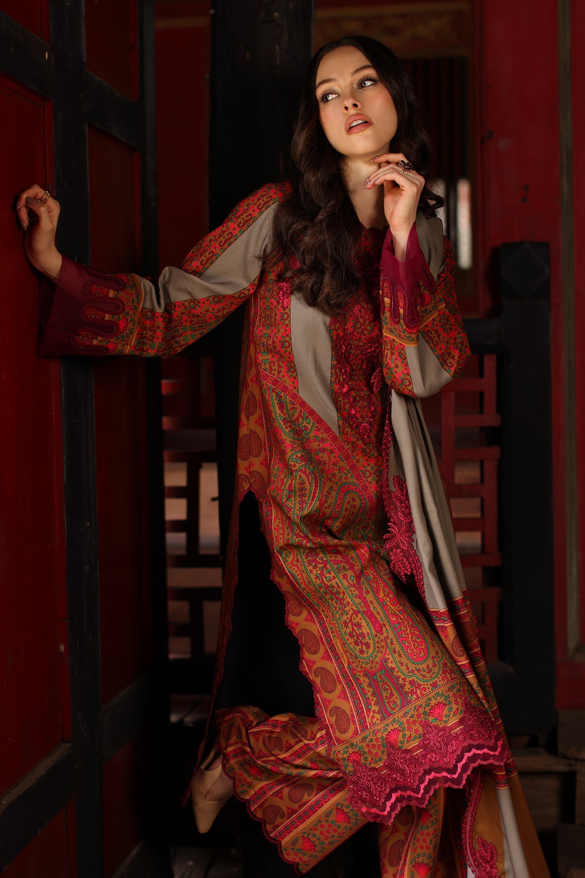 Aangan Charizma CCW7-04 back daman embroidery detail