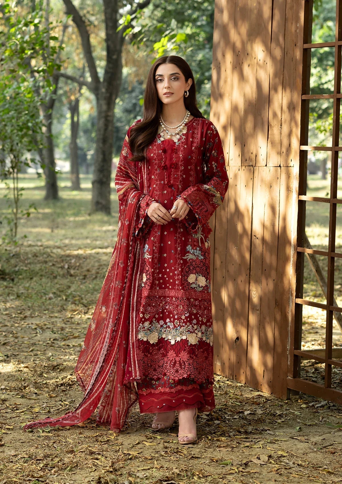Elaf Chikankari Prints Lawn 2026=ERC-1B MARJAAN Aangan the essence of lawn & chiffon