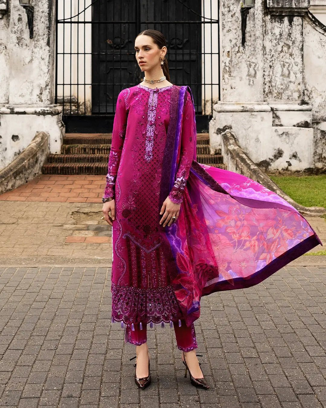 Mushq Manaram Luxury Lawn ’25 Aangan.the essence of lawn & chiffon