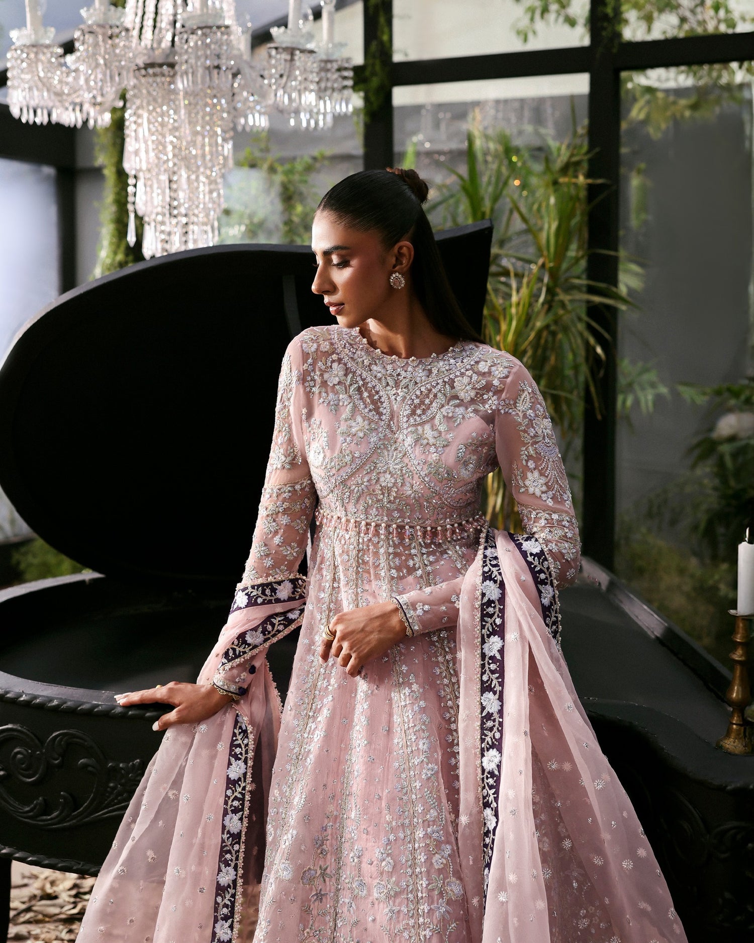 - Premium organza in baby pink and purple tones

