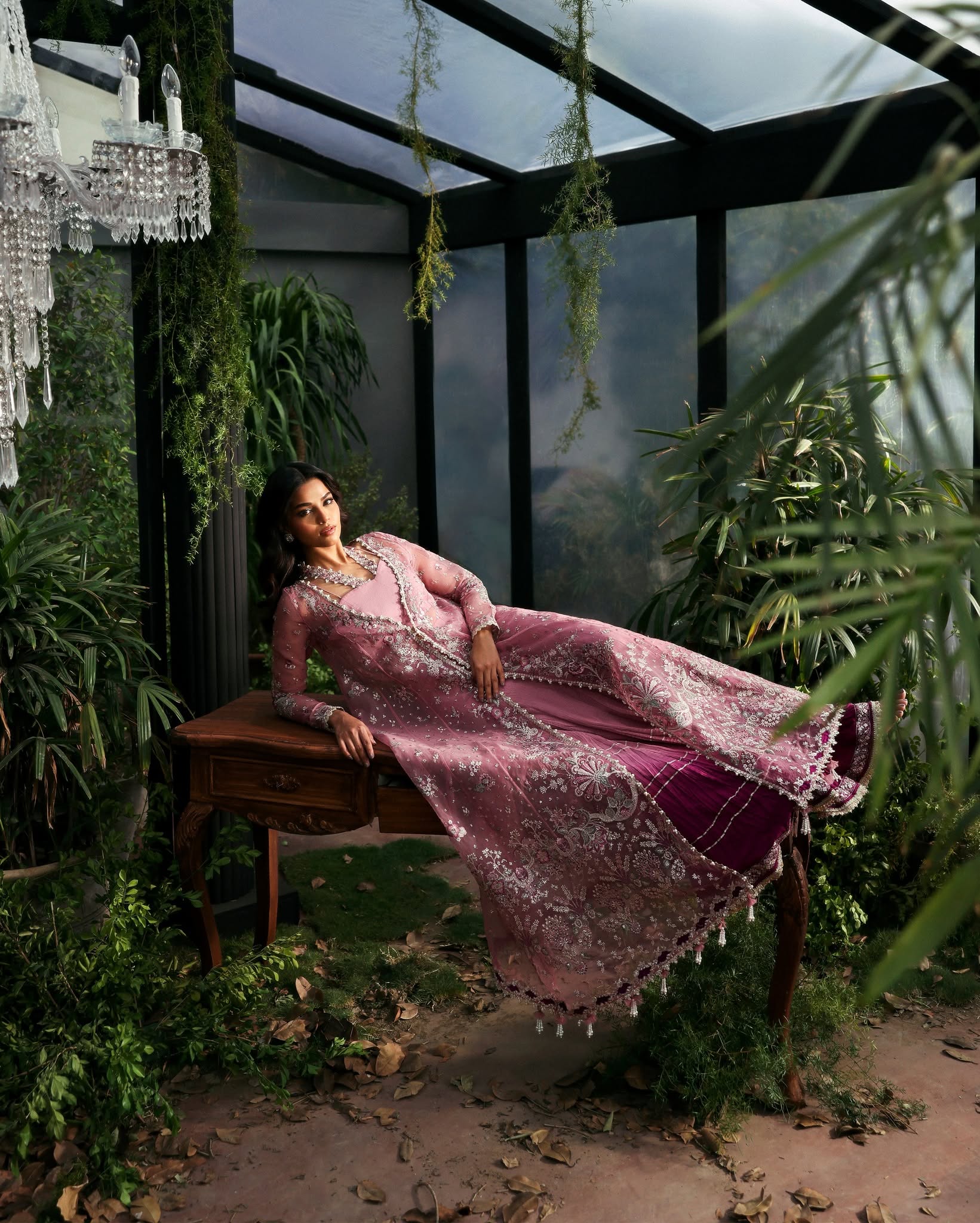 Afrozeh LaFuchsia '25 – Pink Organza & Magenta Silk Embroidered Unstitched 3-PC Suit Aangan the essence of lawn & chiffon