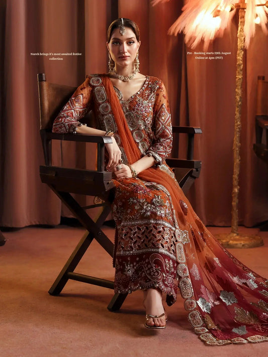 NUREH JHUMRO FESTIVE COLLECTION Aangan.the essence of lawn & chiffon