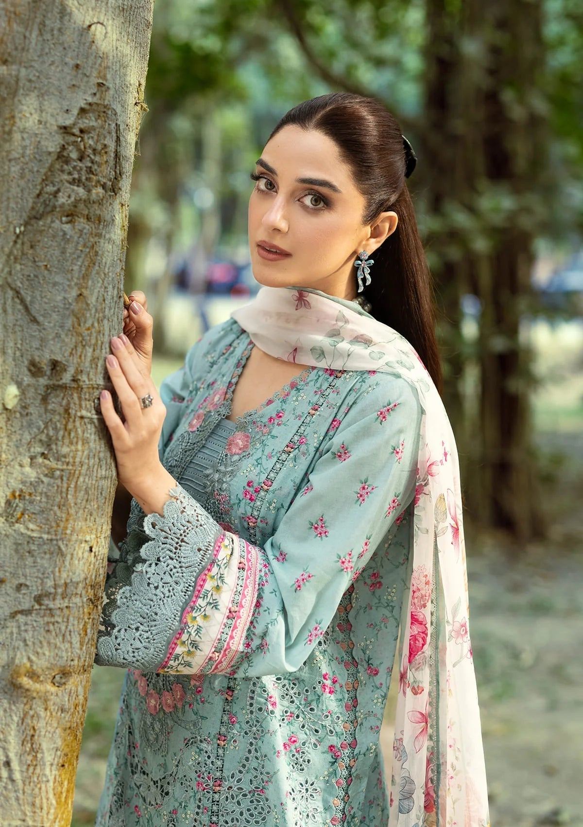 Elaf Chikankari Prints Lawn 2026=ERC-2B BATIK Aangan the essence of lawn & chiffon