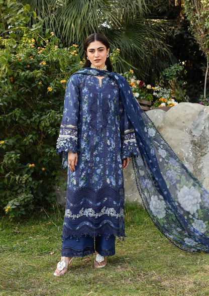 Elaf Chikankari Prints Lawn 2026=ERC--3B NEEL Aangan the essence of lawn & chiffon