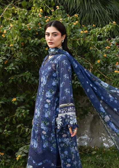 Elaf Chikankari Prints Lawn 2026=ERC--3B NEEL Aangan the essence of lawn & chiffon