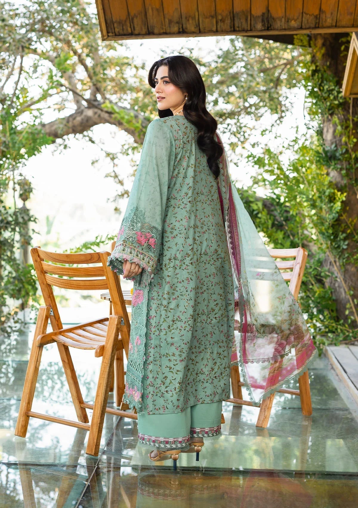 Elaf Chikankari Prints Lawn 2026=ERC--4B NAYAB Aangan the essence of lawn & chiffon