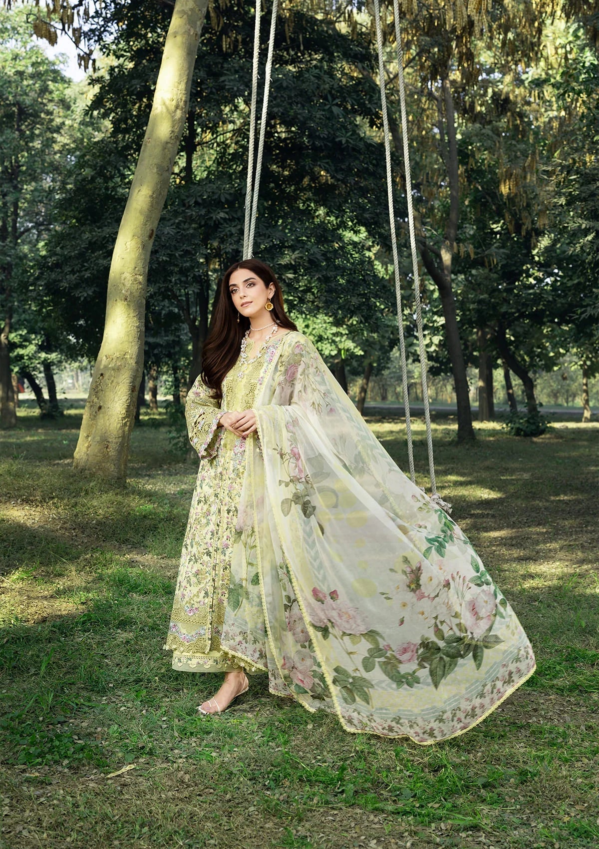 Elaf Chikankari Prints Lawn 2026=ERC-6A EYRA Aangan the essence of lawn & chiffon