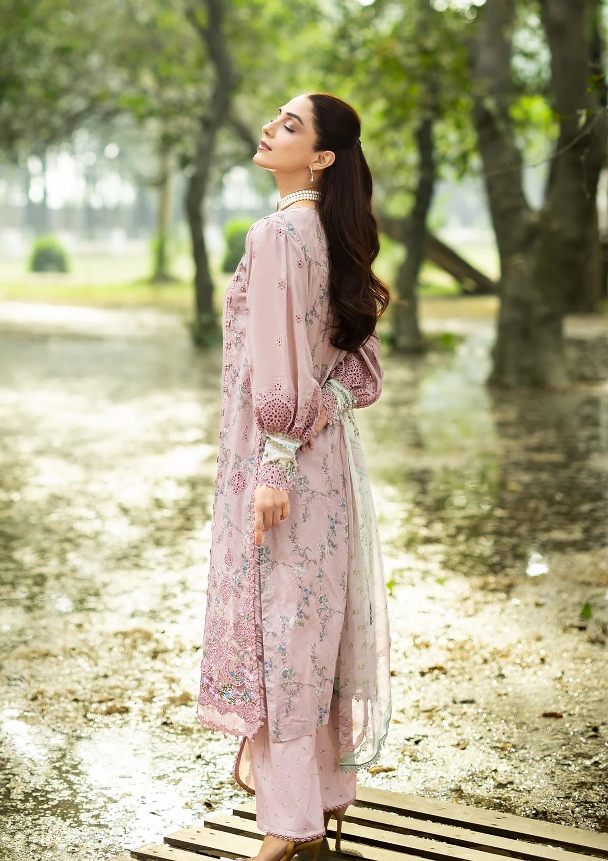 Elaf Chikankari Prints Lawn 2026=ERC-8A SAHAA Aangan the essence of lawn & chiffon
