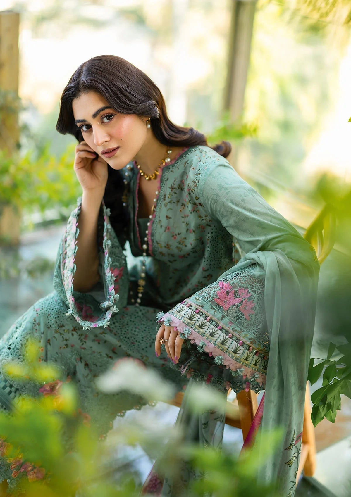 Elaf Chikankari Prints Lawn 2026=ERC--4B NAYAB Aangan the essence of lawn & chiffon