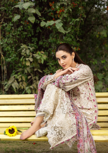 Elaf Chikankari Prints Lawn 2026=ERC-5A MEHR Aangan the essence of lawn & chiffon