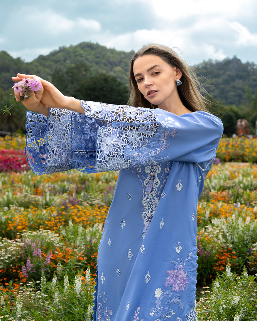 Secret Garden Hemline Lawn by Mushq 2026| Azure Bloom Aangan | the Essence of Lawn & Chiffon