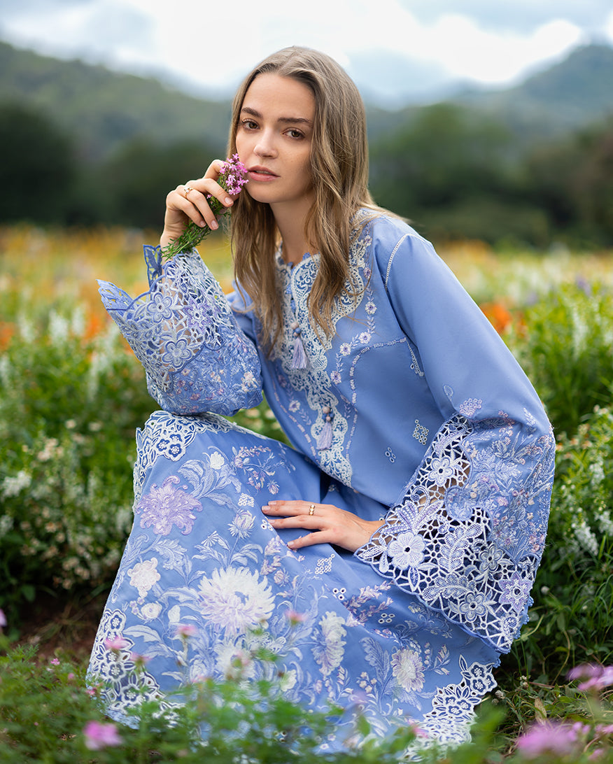 Secret Garden Hemline Lawn by Mushq 2026| Azure Bloom Aangan | the Essence of Lawn & Chiffon