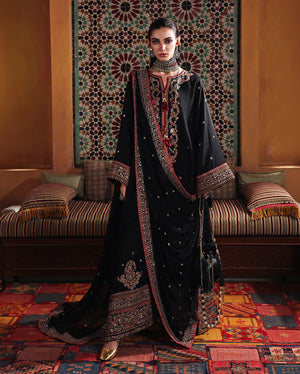 Mushq Nuvera Silk Carmine Jewel Embroidered Neckline Detail
