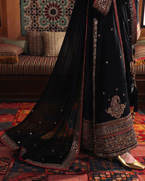 Mushq Nuvera Silk Carmine Jewel Black Raw Silk Front Detail