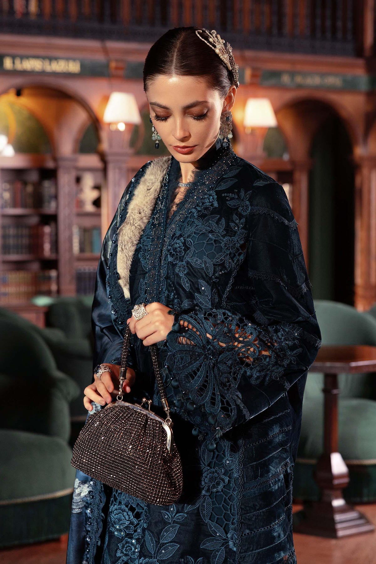 Maria.b winter lux 2025-WL-1310 Aangan the essence of lawn & chiffon