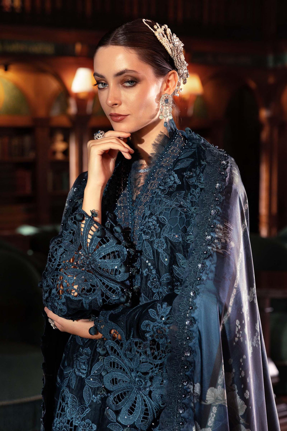 Maria.b winter lux 2025-WL-1310 Aangan the essence of lawn & chiffon