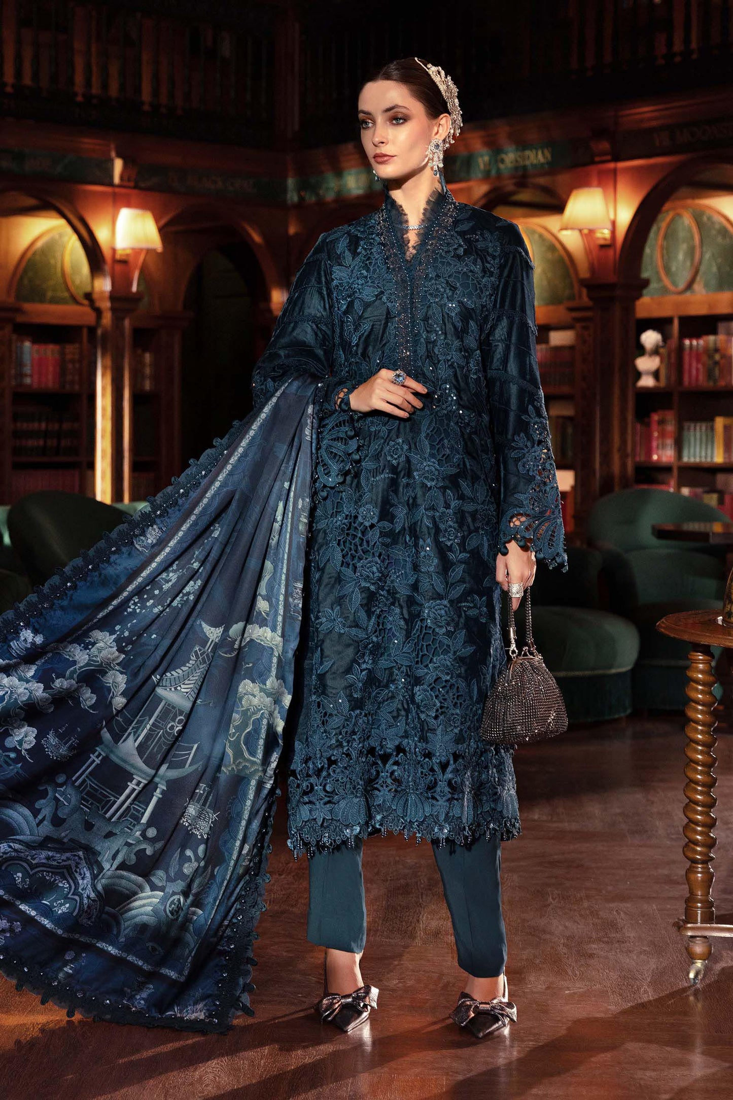 Maria.b winter lux 2025-WL-1310 Aangan the essence of lawn & chiffon