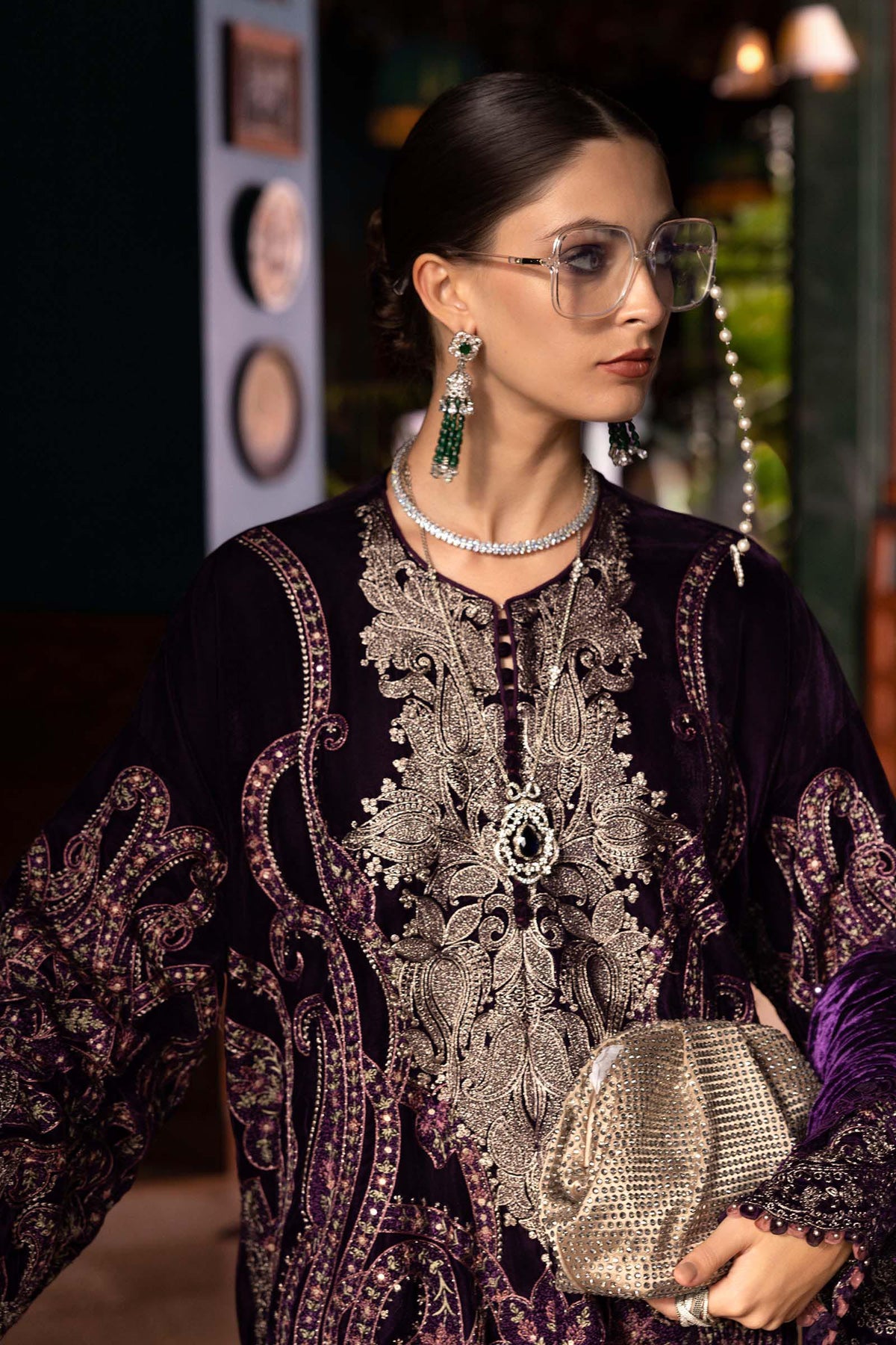 Maria.b winter lux 2025-WL-1311 Aangan the essence of lawn & chiffon