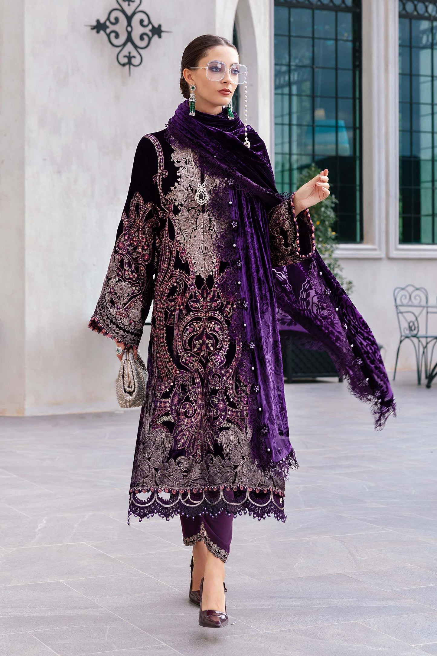 Maria.b winter lux 2025-WL-1311 Aangan the essence of lawn & chiffon