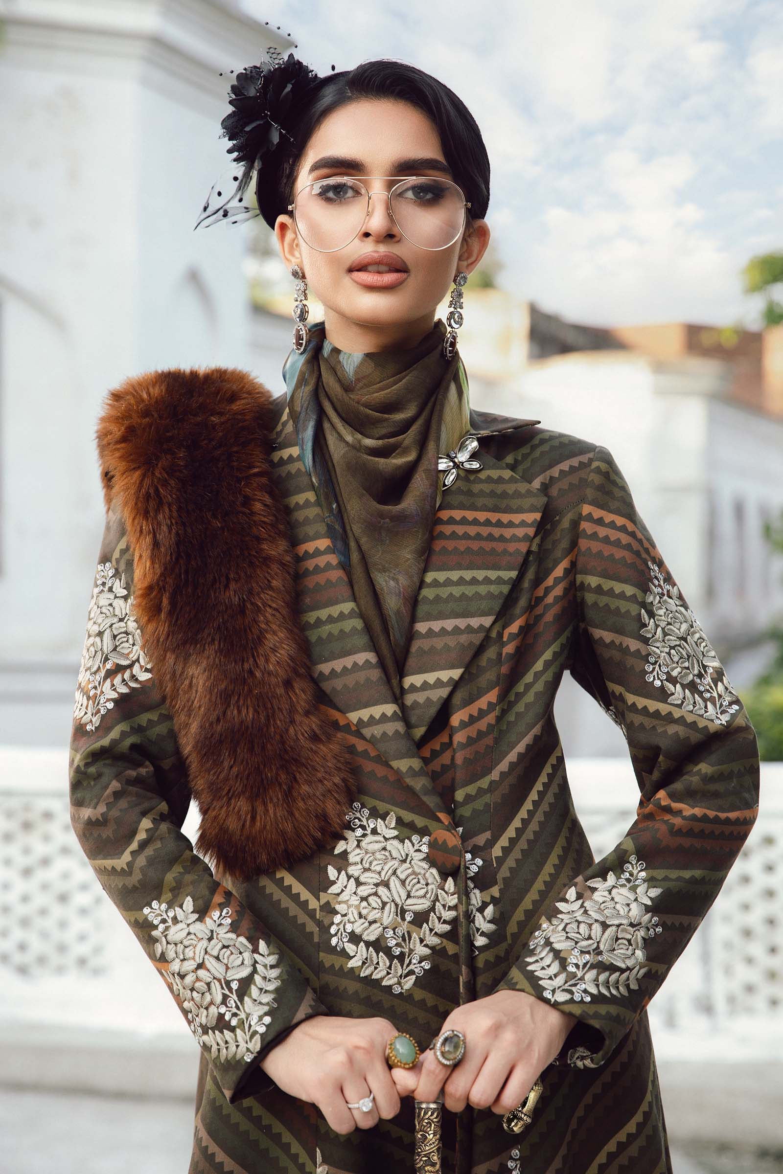 Maria B MPrint Fall/Winter Pakistani designer outfit featuring paisley motifs and premium khaddar fabric