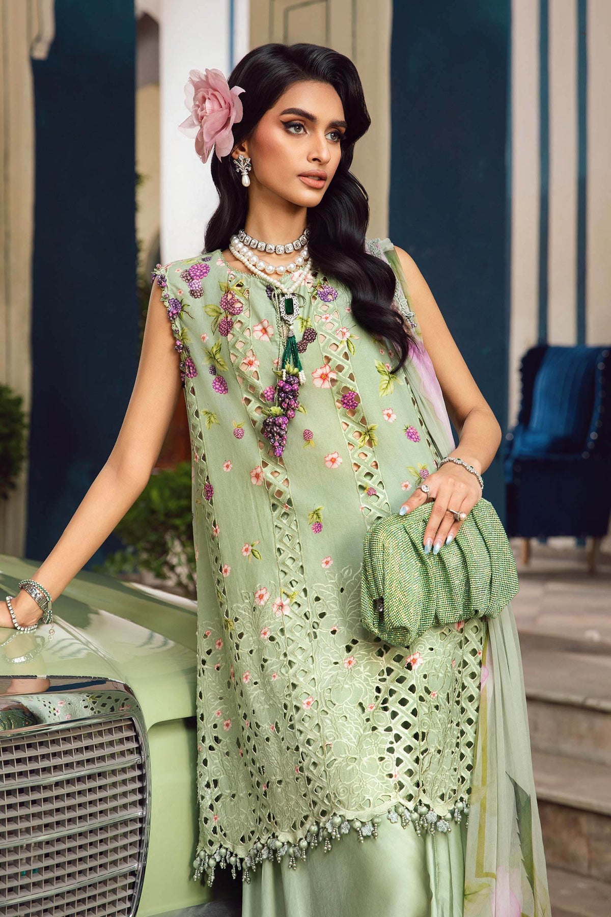 	Elegant Maria B MPrint Fall/Winter collection dress for women with traditional embroidery and winter colors