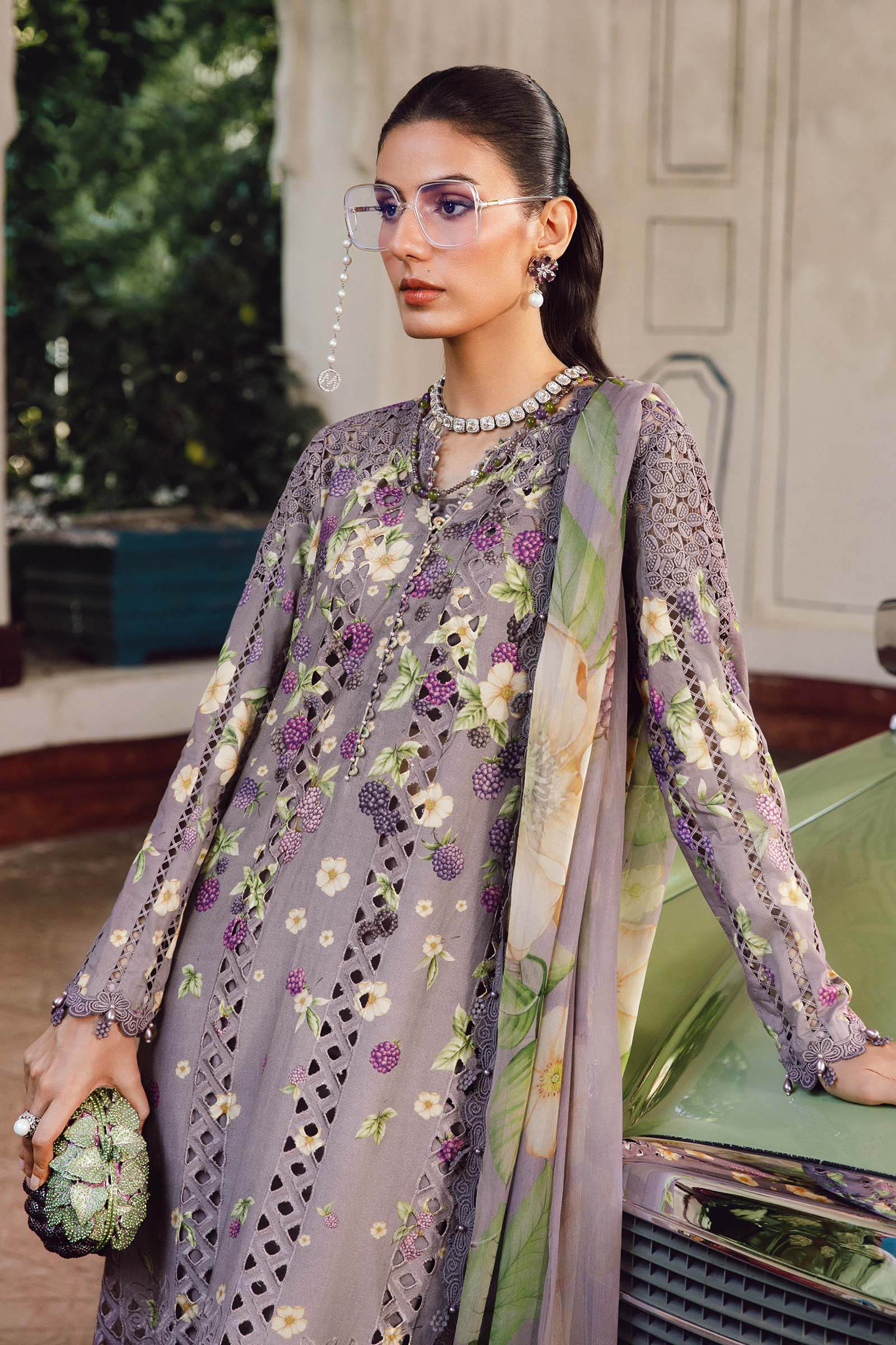 	Elegant Maria B MPrint Fall/Winter collection dress for women with traditional embroidery and winter colors