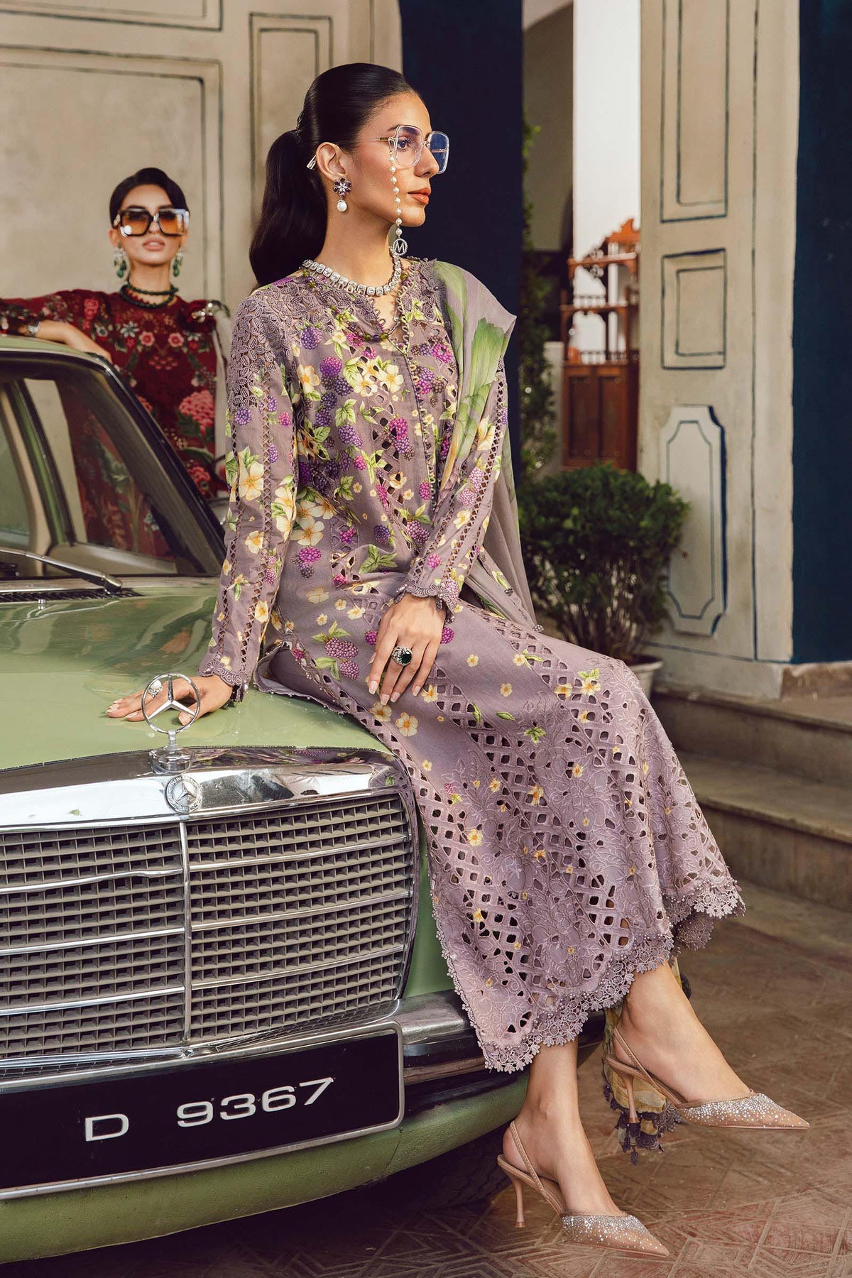 7. 	Maria B MPrint Fall/Winter fashion shoot showcasing embroidered khaddar suit with matching dupatta