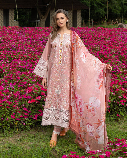 Secret Garden Hemline Lawn by Mushq 2026|Peach Blossom Aangan | the Essence of Lawn & Chiffon
