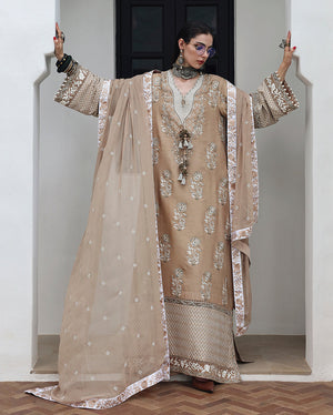 Mushq Nuvera Silk Queen's Promise Beige Raw Silk Front Detail