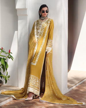 Mushq Nuvera Silk Rosalie Crown Yellow Raw Silk Front Detail