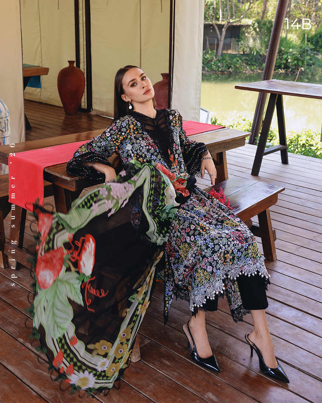 MARIA.B M.Prints Lawn 2026=14b Aangan the essence of lawn & chiffon