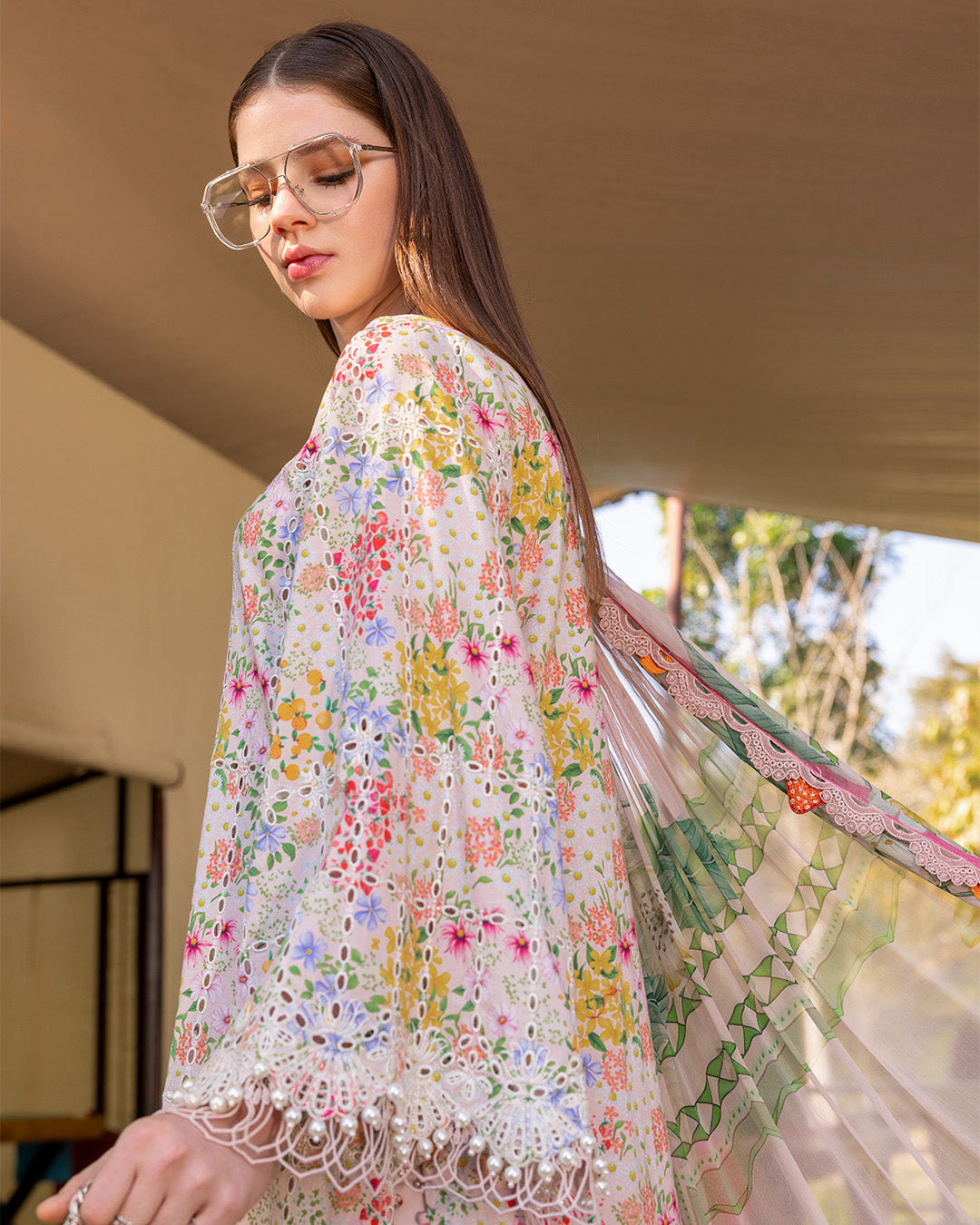 MARIA.B M.Prints Lawn 2026=14a Aangan the essence of lawn & chiffon